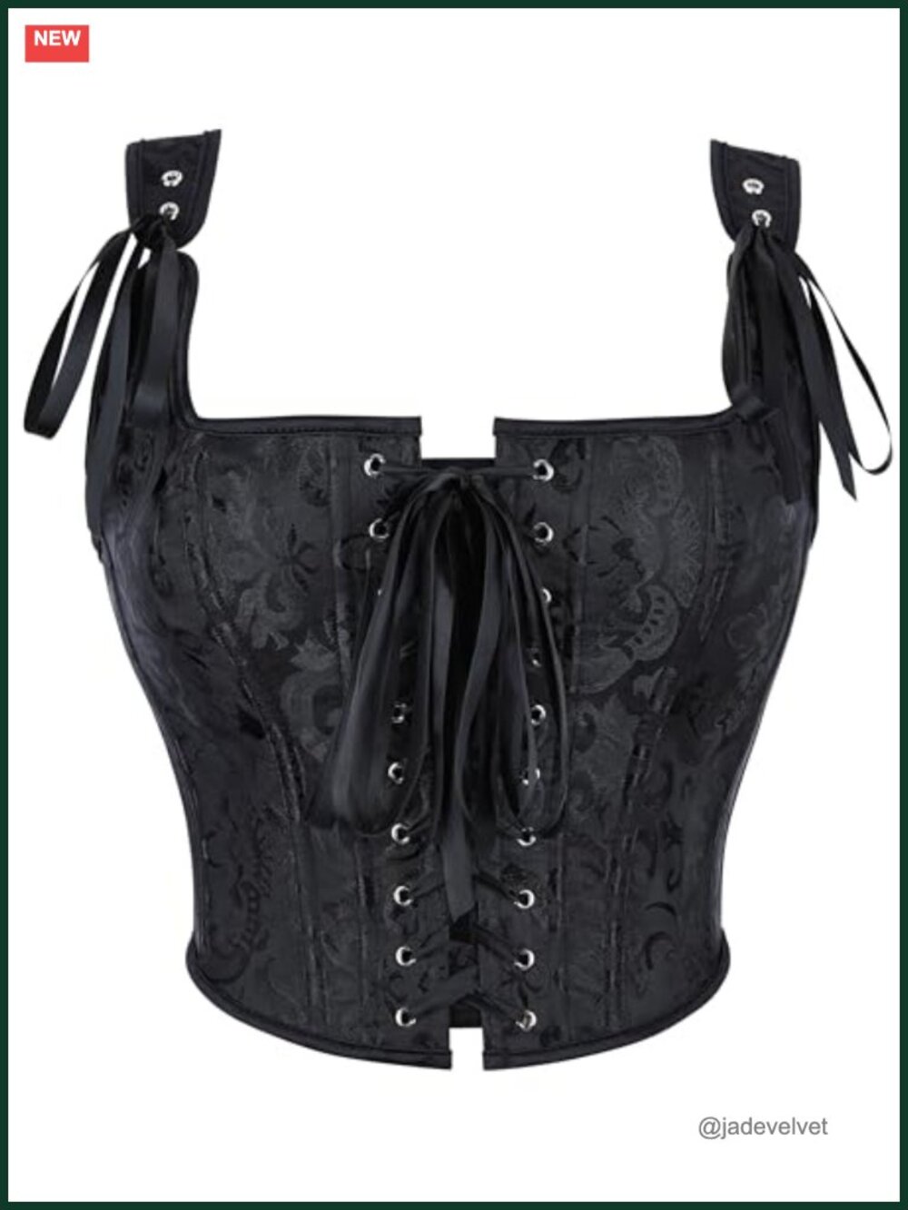 Jacquard Satin Floral Corset Top Overbust Bustier Lace Up